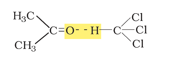 Textbook figure: hydrogen bond between acetone and chloroform