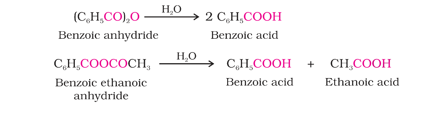 Hydrolysis of benzoic anhydride and benzoic ethanoic anhydride