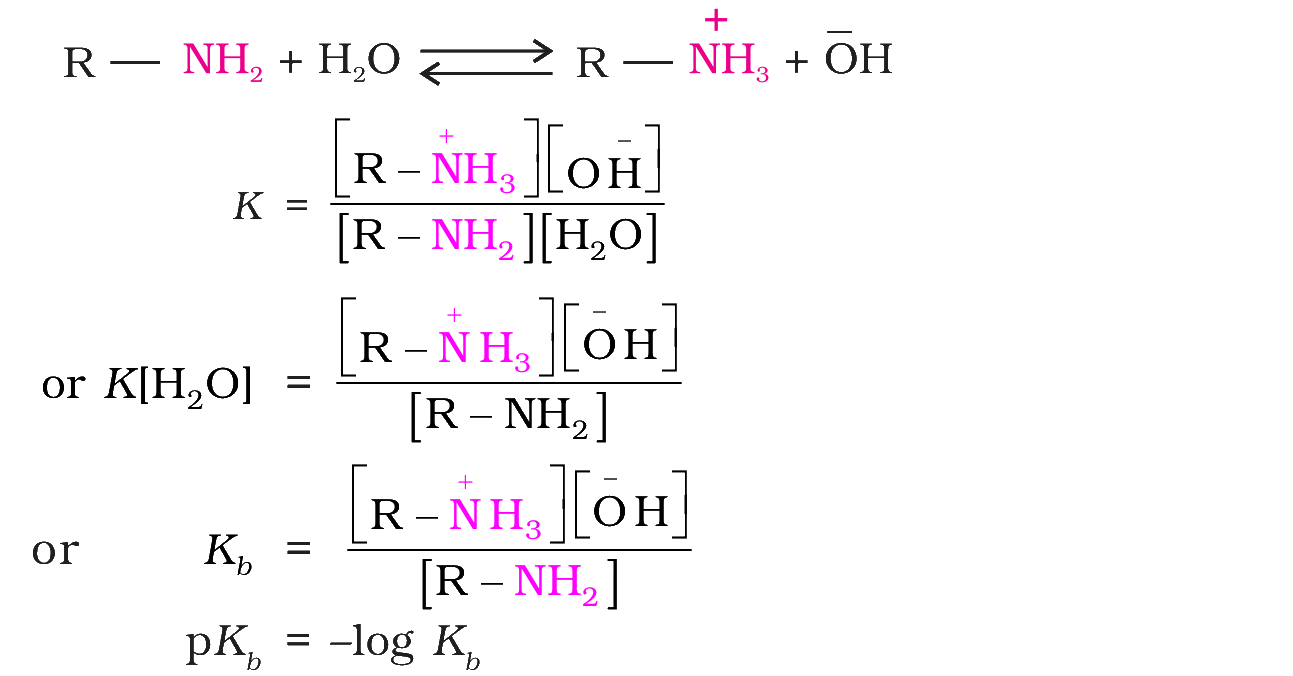 Expressions for K and Kb of an amine