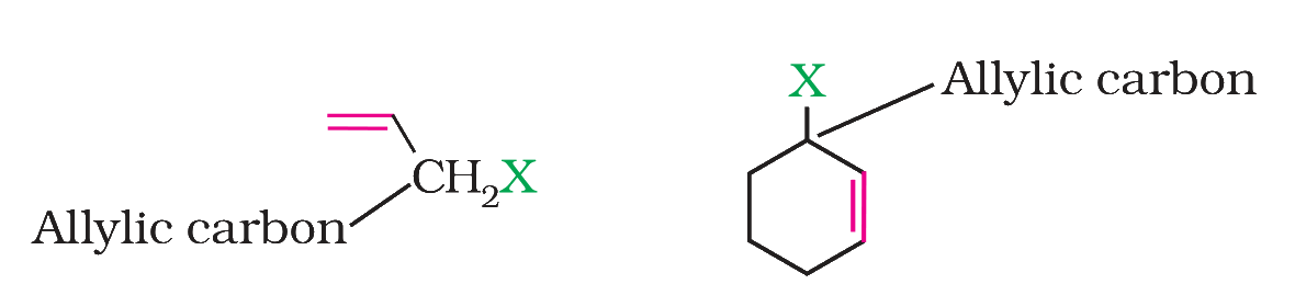 Two allylic halides with the allylic carbon marked