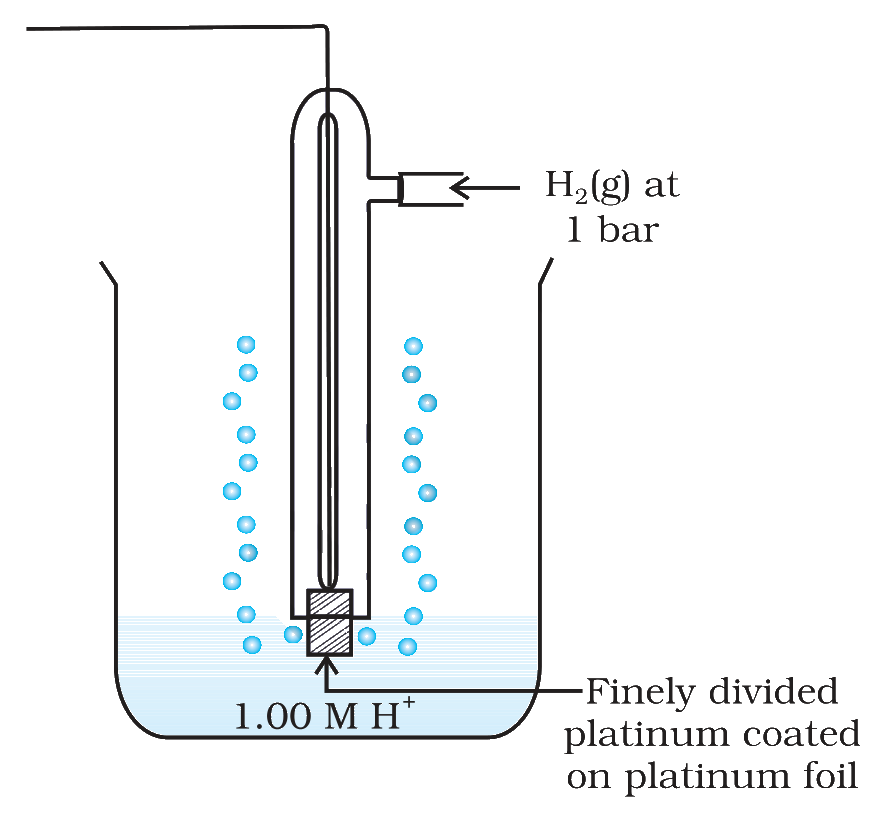 Electrode with hydrogen gas bubbled over platinum in an acid solution